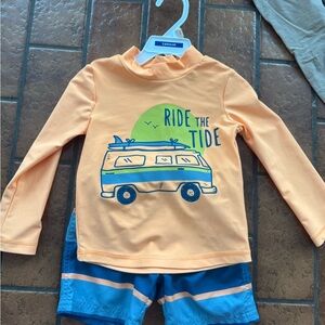 Carter's Orange and Blue 'Ride the Tide' Rashguard Set